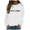 thumbnail image 2 of Women's Hoodless Sweatshirt - Daily Home Outdoor Workout Long Sleeve O Neck Printed Street Blouse Fashionable Apparel, 2 of 5
