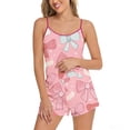 thumbnail image 2 of Wowcloth Women's Satin Pajama Set, Print Spaghetti Strap Square Neck Top and Elastic Waist Shorts, Comfortable Casual Loungewear for Sleep, Lounge and Home, 2 of 4