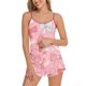 thumbnail image 1 of Pajama de mujer conjuntos de pantalones cortos con estampado cuello Sling Top, suelto hogar usar dos piezas de ropa de estar, 1 of 4