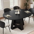 thumbnail image 4 of Hawsaiy Extendable Round to Oval Dining Table Set for 4, Space-Saving Wooden Table with Hidden Storage, Expandable Dining Table with Faux Leather Chairs(Black Table+4 Black Chairs), 4 of 12