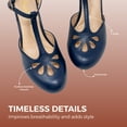 thumbnail image 3 of Chase & Chloe Women's Pepper Mary Janes - Vintage Cutout Low Kitten Heels Retro T Strap Pumps, 3 of 5