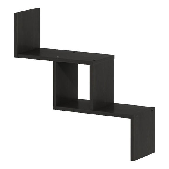Maklaine Contemporary Wall Mount Floating Ladder Shelf in Espresso