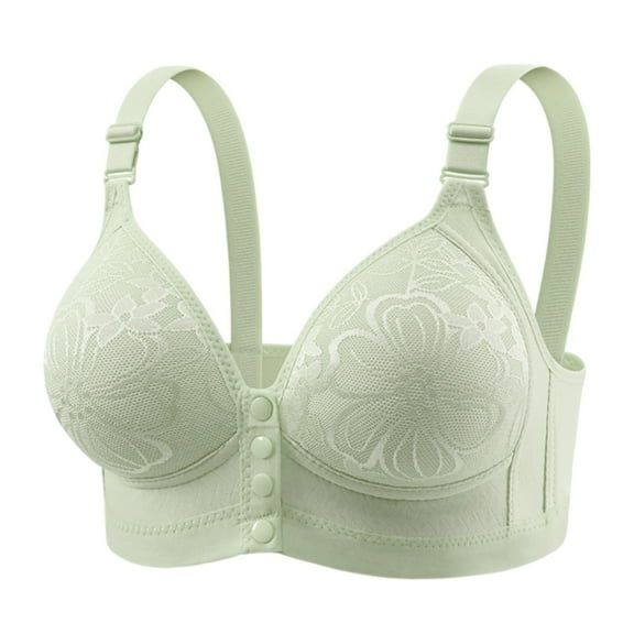 Wdgfv Daisy Bras for Older Women 2026 Comfy Convenient Front Closure Bra Full Support No Underwire Bras Light Green 46