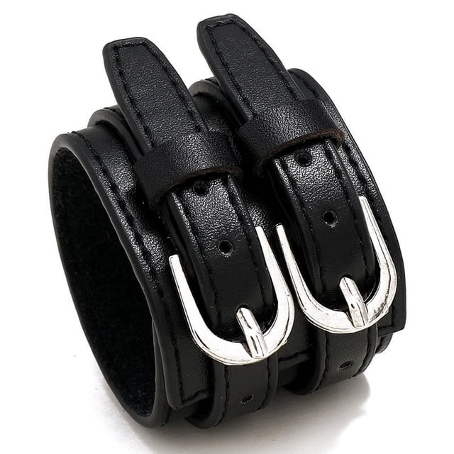 Pulsera de cuero personalizada estilo punk de línea de automóviles de joyería europea y americana Pulsera de cuero simple y ancha de doble capa para hombres