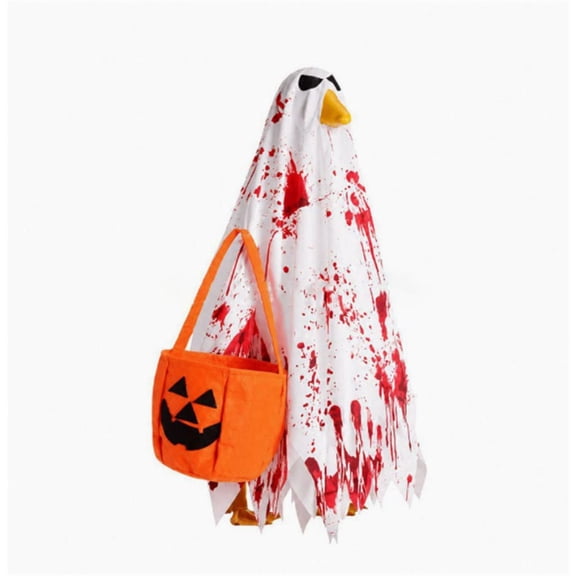 23 Inch Porch Goose Outfit Halloween Ghost Costume, Spooky White Sheet Outfit and Goose Clothes, Outdoor Halloween Yard Decor