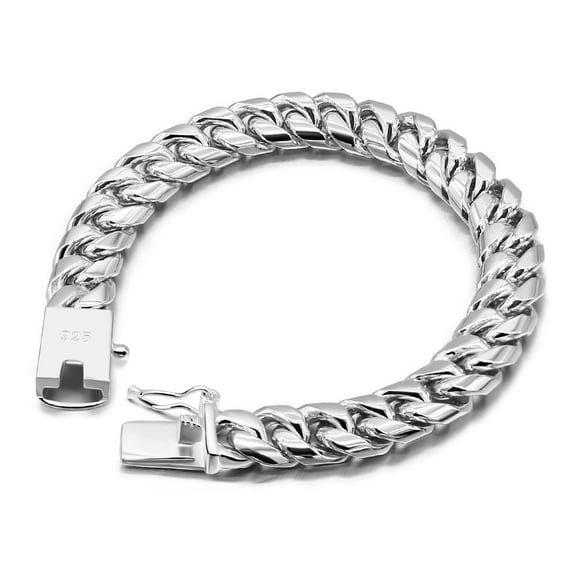 Fashion Men's 925 Sterling Silver Bracelet-Original Silver Classic 10mm Cuban Chain Jewelry Party Birthday Gift