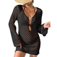 thumbnail image 1 of Tauxra Robe de Plage à Manches Longues pour Femmes, Robe de Plage Modelante Bikini Haut Blouse Tunique, Robe Maxi à Manches Longues avec Style Élégant pour Vacances, 1 of 4