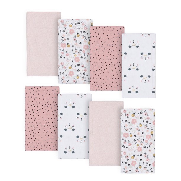 Gerber Gerber Cotton and Flannel Burp Cloth, 8pk Girls