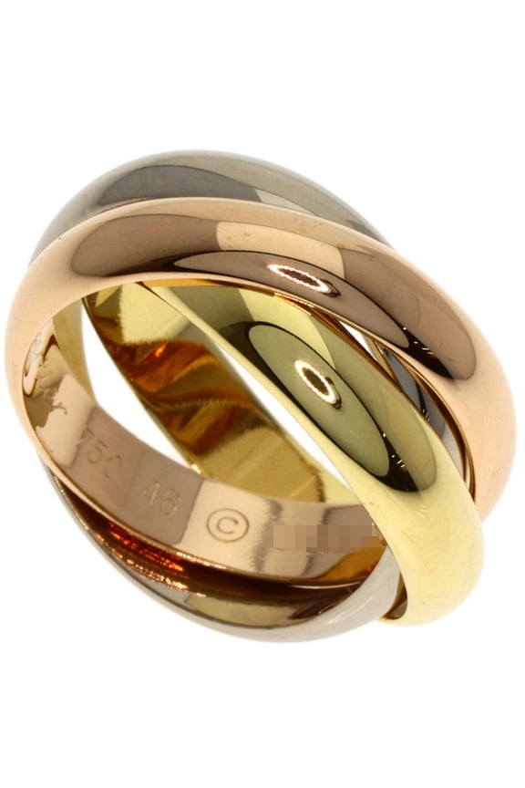 Pre-Owned Cartier Trinity MM #46 Ring, 18K Yellow Gold/18K White Pink Gold, Women's, CARTIER