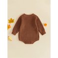 thumbnail image 6 of Baby Boy Girl Thanksgiving Outfit Letter Embroidered Knit Romper Long Sleeve Crew Neck Sweater Bodysuit Fall Winter Clothes 0-18M, 6 of 9