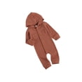 thumbnail image 2 of Douhoow Baby Boy Hooded Bodysuit Fall Solid Front Single Breasted Waffle Romper, 2 of 8