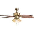 thumbnail image 6 of Prominence Home Royal Palm 52" Aged Brass Tropical Ceiling Fan with 5 Hand Carved Wood Blades, 4 Arm Light Kit, Remote & Reverse Airflow, 6 of 6