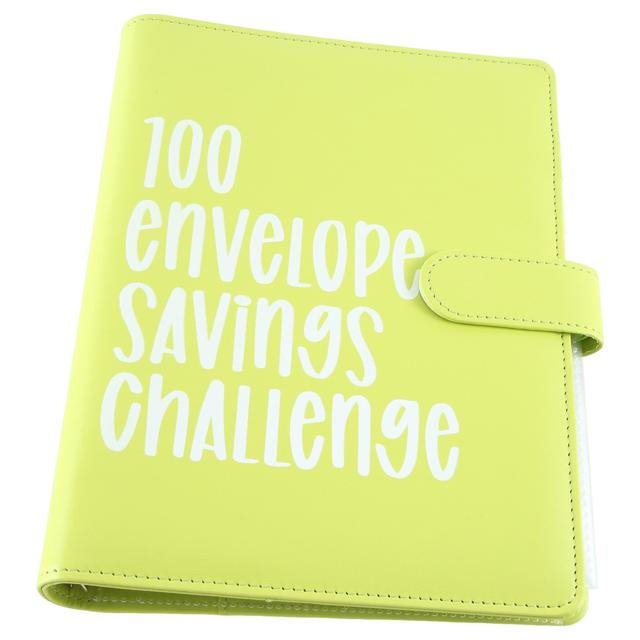 Carpeta de DesafíO de 100 Sobres, Carpeta de DesafíOs de Ahorro, Carpeta de Presupuesto, Manera FáCil y Divertida de Ahorrar Dinero (Verde)
