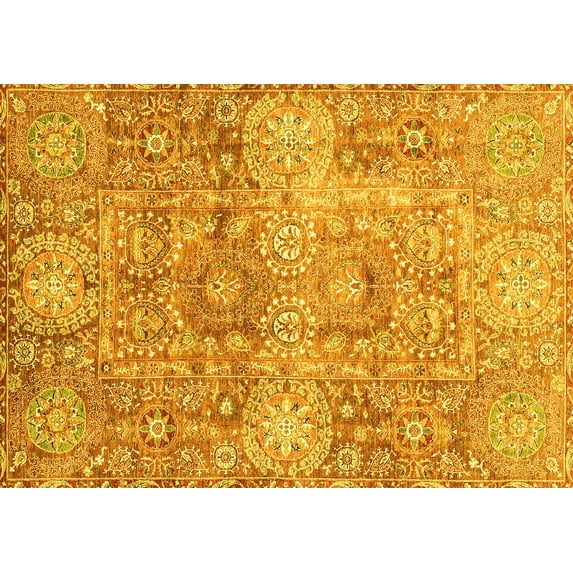 Ahgly Company Machine Washable Indoor Rectangle Abstract Yellow Modern Area Rugs, 2' x 3'