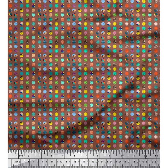 Soimoi Satin Silk Fabric Abstract Dots Shirting Print Fabric by The Yard 42 Inch Wide