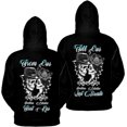 thumbnail image 3 of Lotusprinthandmade Personalized Skull Couple Till Our Last Breath Black Hoodie 2D S-5XL 50/50 cotton/polyester mix, 3 of 4