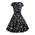 thumbnail image 2 of Inkach Womens Summer Fashion Short Sleeve O Neck Vintage Print Party Swing Dress, 2 of 3