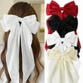 thumbnail image 2 of Solid Bow Ribbon Hair Clips Women Elegant Bowknot Satin Hairpins Barrettes Girls Ponytail Clip Wedding Bridal Accessories, 2 of 9