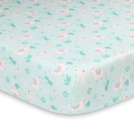 Little Llama Mint Green And Grey Baby Fitted Crib Sheet Walmart