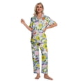 thumbnail image 3 of DAKIMOE Silk Satin Pajamas Set for Women Two-Piece Short Sleeve Shirt with Long Pajama Pant Set Soft Button Down Loungewear Nightwear Pjs Sleepwear for Women, 3 of 9