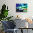 thumbnail image 4 of Fenyluxe Aurora Borealis Ocean Rocks Wall Decor Canvas Print for Home Art Modern Decor - Ready To Hang Room Decor 20x16in, 4 of 6