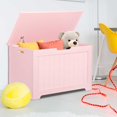 thumbnail image 6 of Box Storage Chest, Wooden Trunk Bench w/Flip-top Lid & Safety Hinge, Bedroom Storage w/ 100L Storage Area (Pink), 6 of 16