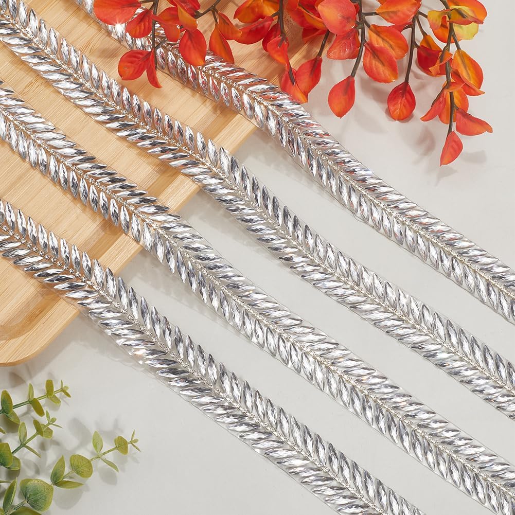 5 Yards Gold Rhinestone Hot Melt Adhesive Trim Bling Chain Strips Roll Sparkle Diamond Applique Ribbon Stickers Tape for Sewing Making Jewelry Wedding Dresses Party Decor DIY Crafts Gold