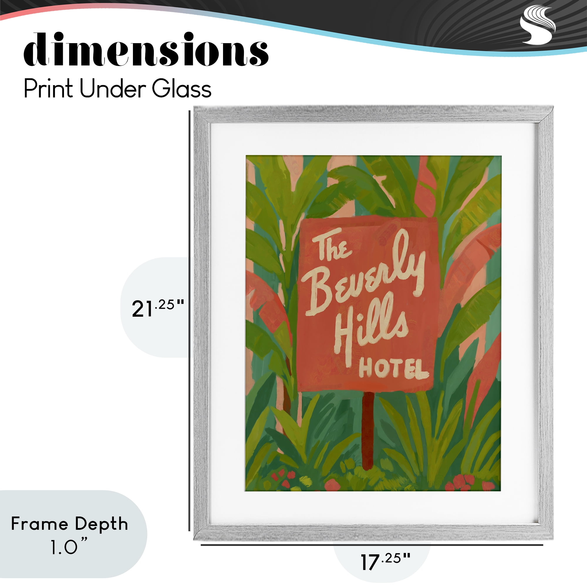 Stupell Industries Tropical Beverly Hills Hotel Gray Framed Print Under Glass, design by Amelia Noyes
