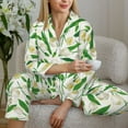 thumbnail image 5 of KLL Tulips Flowers Print Women's Long Sleeve Pajamas with Pants Sleepwear Loungewear 2 Set-Small, 5 of 7