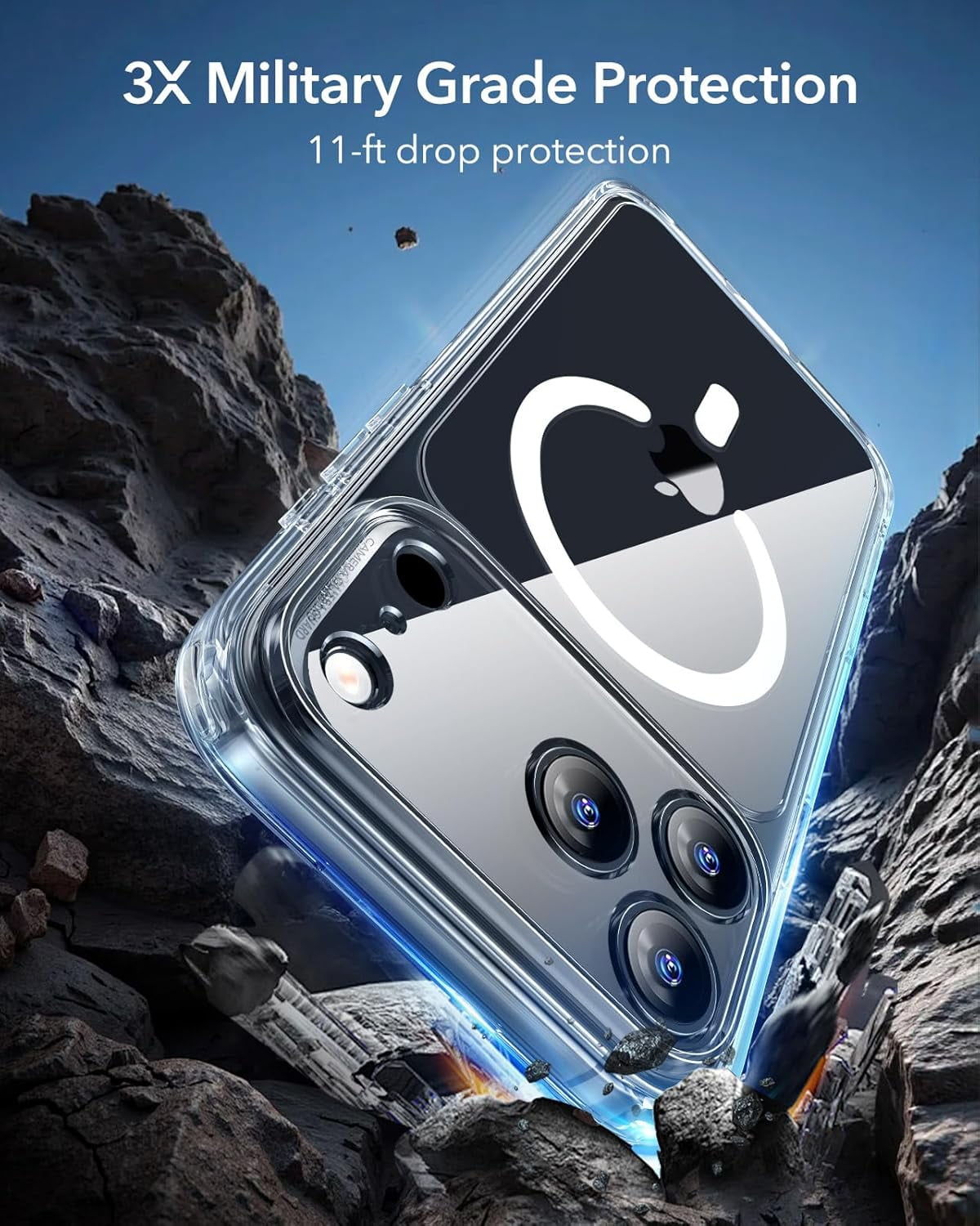 CRKMGS-for iPhone 17 Pro Case, Camera Control, Compatible with MagSafe, Shockproof Military-Grade Protection, Magnetic Phone Case for iPhone 17 Pro, Classic Hybrid Case, Clear