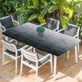thumbnail image 2 of Grey Coastal Wave Table Cloths for 3 Foot Rectangle Tables, Summer Ocean Nautical Beach Ombre Patio Waterproof Elastic Fitted Tablecloths, Washable Rectangular Table Cover for Camping, 2 of 8