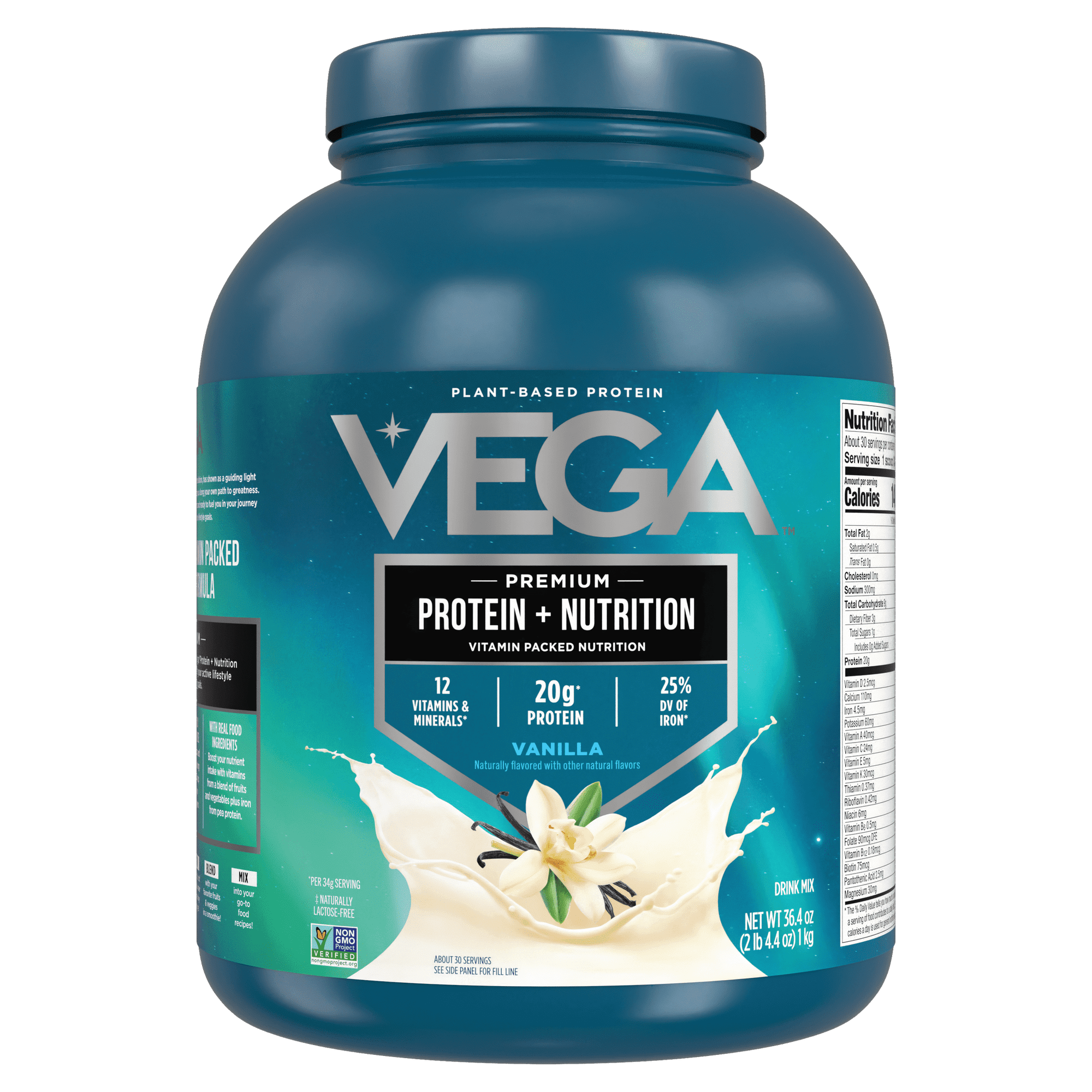 Vega - Protein + Nutrition, US Vanilla, Gluten-Free, 20g Protein, (36.4oz) (2lb 4.4oz)