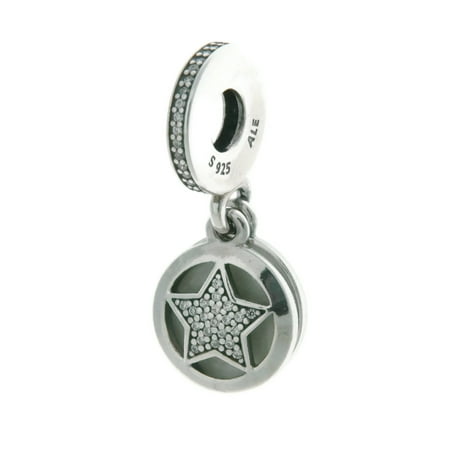- Authentic Star Dangle Charm, Silver Enamel, Engraving & CZ 792148EN23