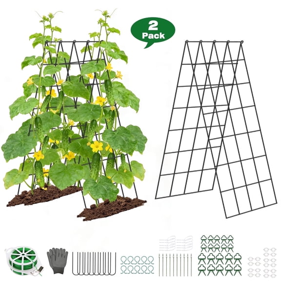 ROMUCHE 2 Pack Trellis 39” A-Frame Cucumber Folding Garden Trellis for Climbing Plants Outdoor