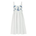 thumbnail image 4 of Xysaqa Summer Dresses for Women Crochet Embroidered Cute Comfy Tank Dress Knee Length Spaghetti Strap Flowy Boho Dress Beach Cover Up Dress White, 4 of 8