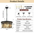 thumbnail image 3 of 9-Light Matte Black Modern Crystal Chandelier 20 in. Flush Mount Ceiling Lights Fixture, 3 of 9