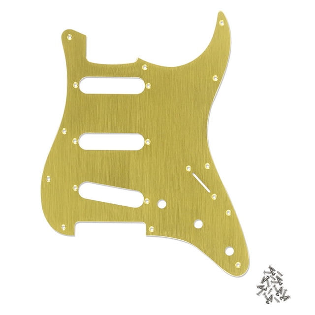 Graflsoa Gold Aluminum Alloy 11-Hole SSS Pickguard for Strat Modern Style Guitars, Durable Replacement Part with Smooth Finish