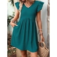 thumbnail image 6 of Women'S Summer Short Sundress Casual V Neck Ruffle Sleeve Mini Dress with Pockets XL, 6 of 9