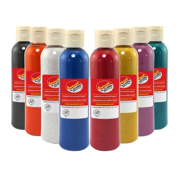 Sandtastik Classic 8-Color Refillable Mini Bottle Set | Vibrant Fine Grain Sand for Arts & Crafts, Sand Bottle Art & More | Non-Toxic, No Free Silica