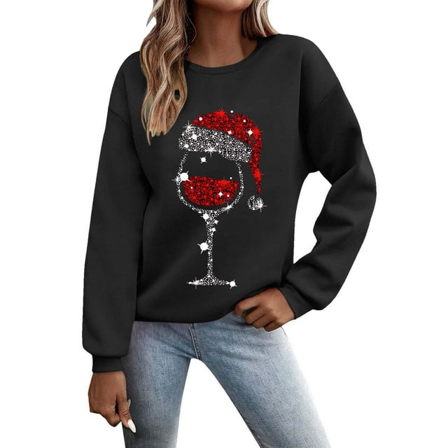 WEAIXIMIUNG Robe Chandail en Molleton Femme Longueur Genou 2024 et Hiver Mode Imprimé Verre Sweat à Capuche Femme