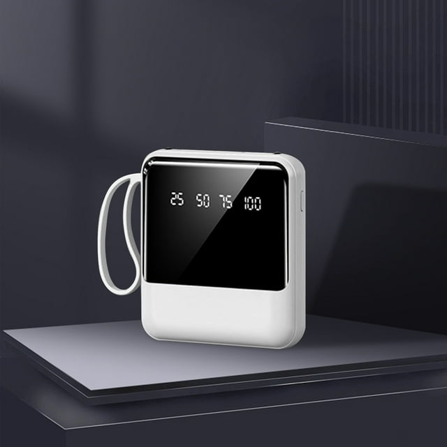 Banque d'Alimentation Mini Chargeur Portable 10000mAh Lampe de Poche LED Intégrée 10W Charge Rapide Affichage du Pourcentage de Puissance LED Câbles de Charge USB Type-C Intégrés IOS