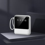 Power Bank Mini Portable Charger 10000mAh Built-in LED Flashlight 10W Fast Charging LED Percentage Power Display Built-in Type-C IOS USB Charging Cables