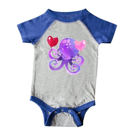 

Inktastic Valentine’s Day Cute Purple Octopus with Heart Balloons Gift Baby Boy or Baby Girl Bodysuit