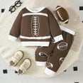 thumbnail image 2 of Xudanell Baby Football Outfit Sweatshirt Pants 18 Months Boy Clothes Warm Set with Rugby Printed Activewear Brown 18-24 Months, 2 of 6
