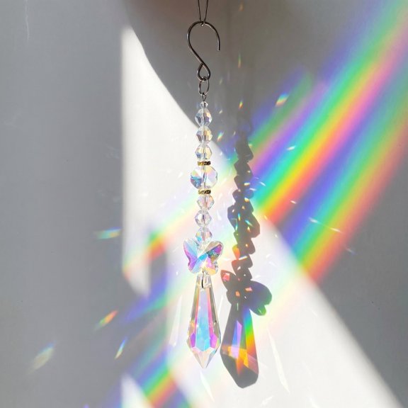 6 Pcs Crystal Sun catchers Plant Decorations Charms Hanging Prisms for Window Indoor Garden Plant Pot Holder Hanger Tree Vine Home Chandeliers Outdoors
