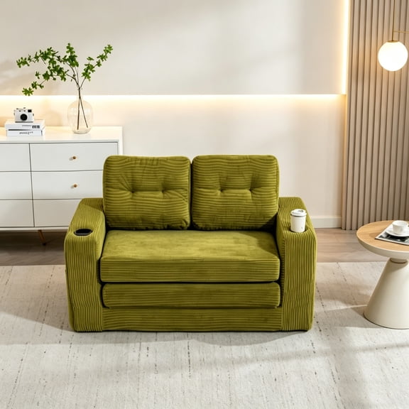 Convertible Sofa Bed, Expandable Double Sofa Bed - 2-in-1 Fold Out Floor Couch with Pillows for Living Room, Bedroom, Lounge, Space-Saving Sleeper