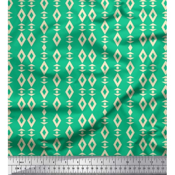 Soimoi Green Cotton Duck Fabric Artistic Geometric Fabric Prints By Yard 42 Inch Wide
