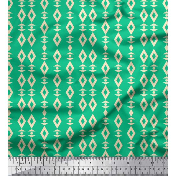 Soimoi Green Cotton Duck Fabric Artistic Geometric Fabric Prints By Yard 42 Inch Wide