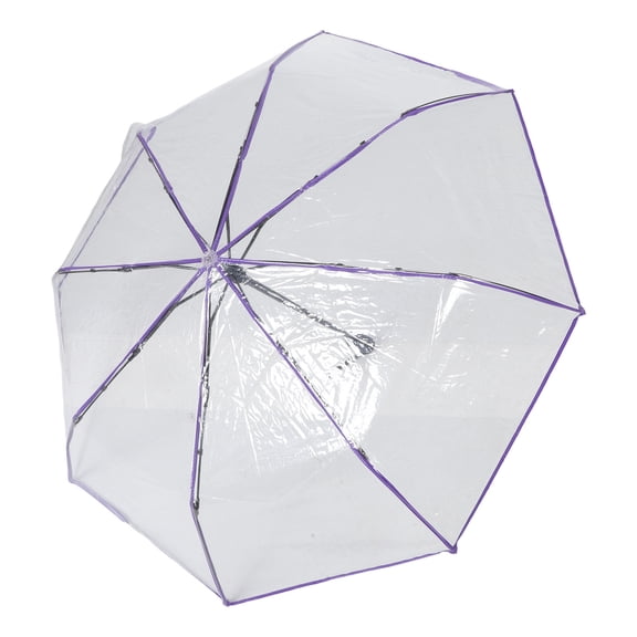 WRITWAA Portable Purple Transparent Clear Umbrella with Automatic Open Close for Rainy Weather