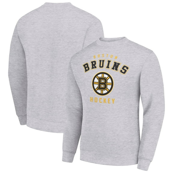 Men's Starter Heather Gray Boston Bruins Team Logo Fleece Pullover Sweatshirt